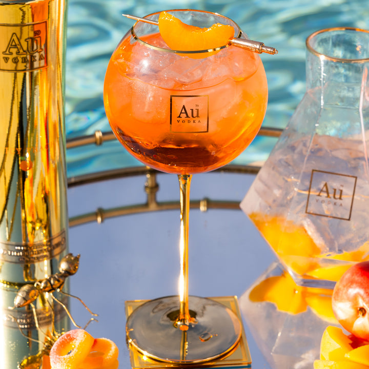 Au Gold Stem Bubble Glass