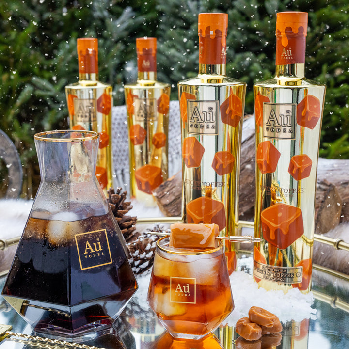 Au Vodka Sticky Toffee 70cl & Diamond Cut Glass