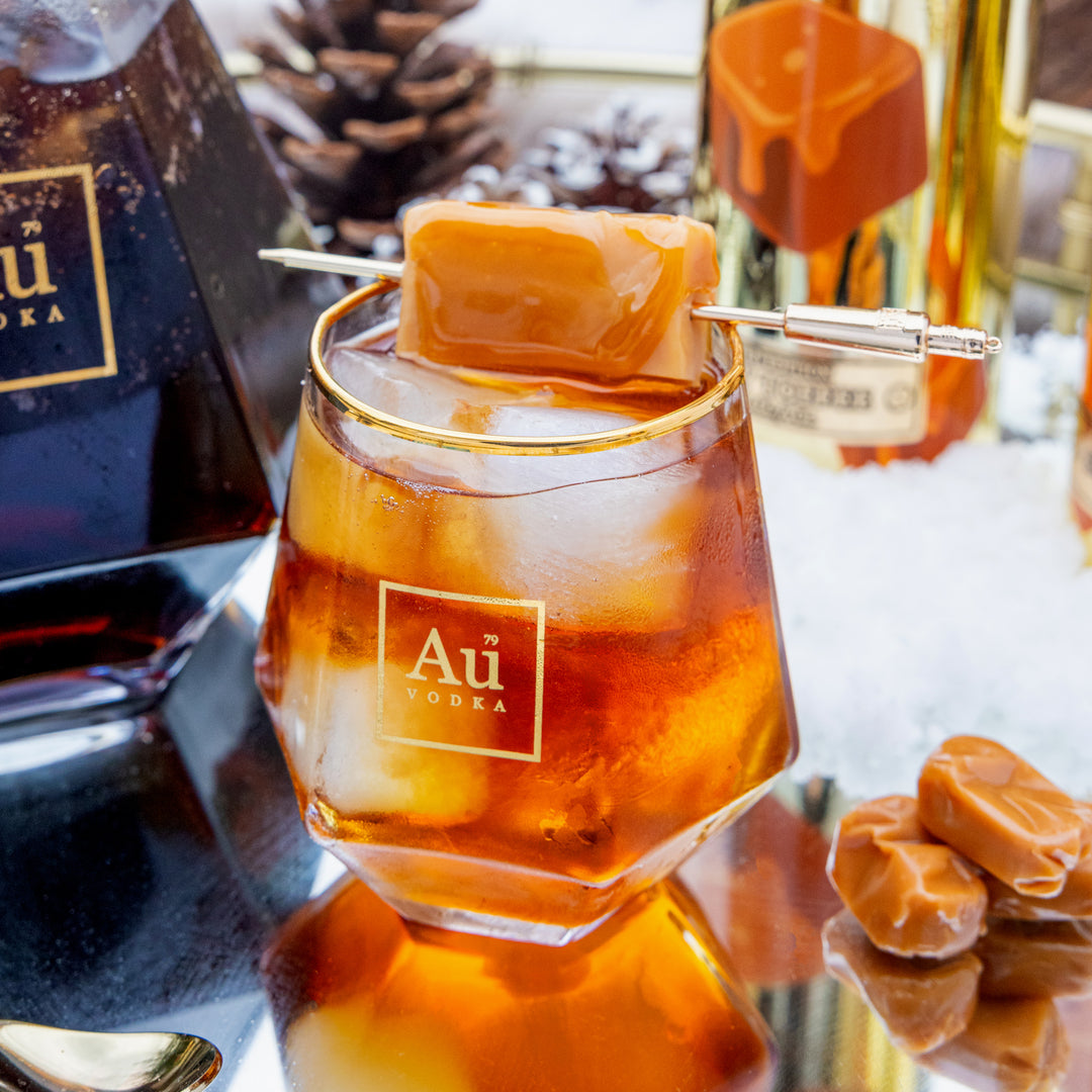 Au Vodka Sticky Toffee 70cl & Diamond Cut Glass
