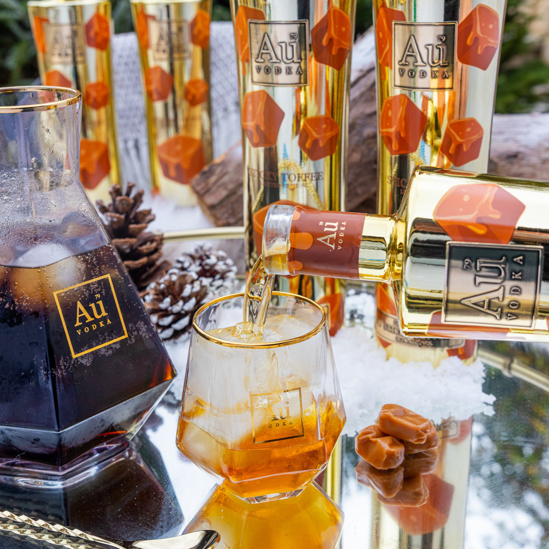 Au Vodka Sticky Toffee 70cl & Diamond Cut Glass