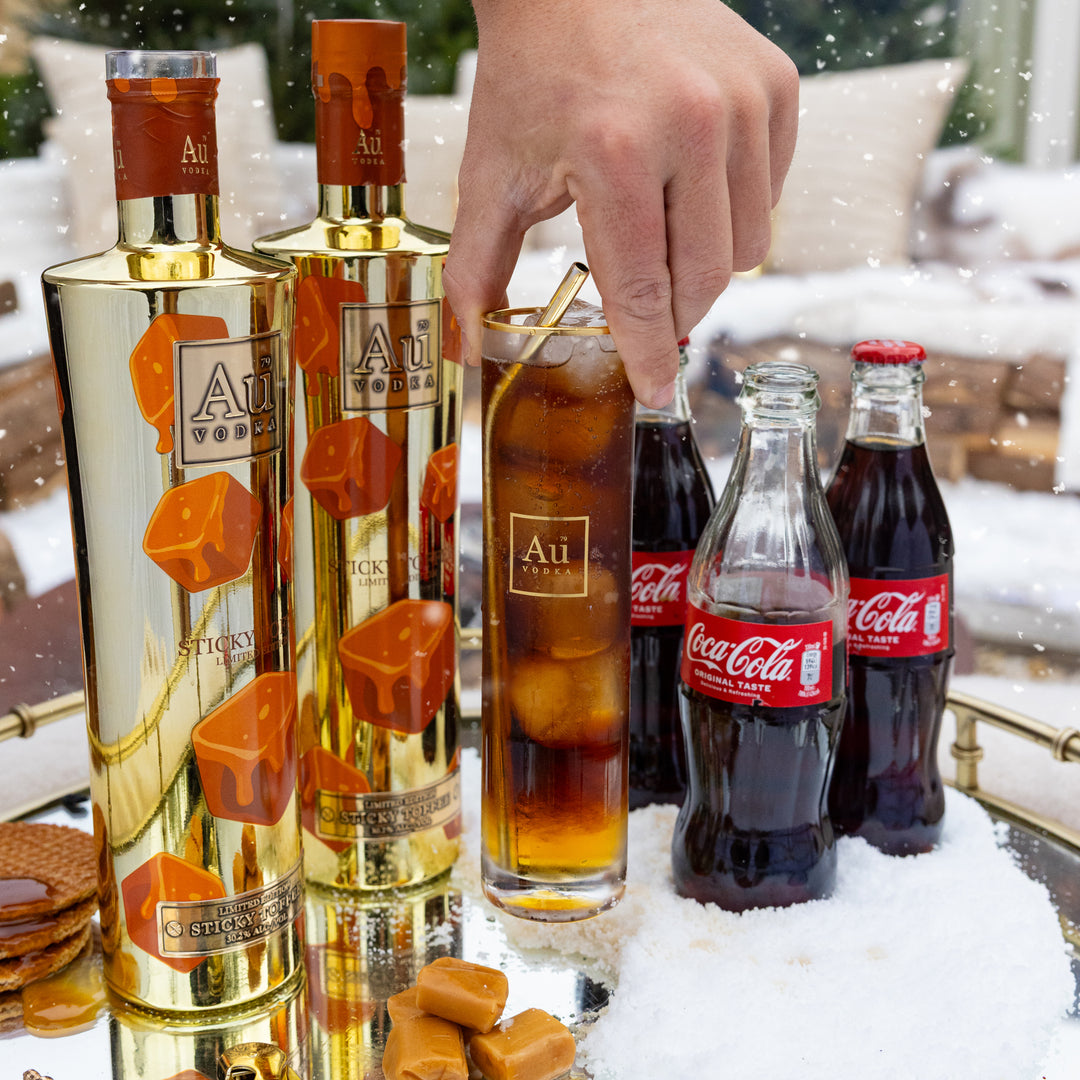 Au Vodka Sticky Toffee 70cl & Highrise Glass